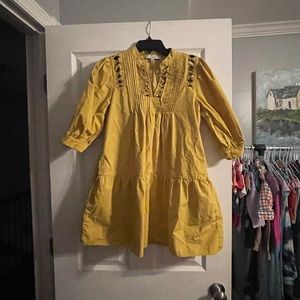 moodie yellow tiered dresss with pockets